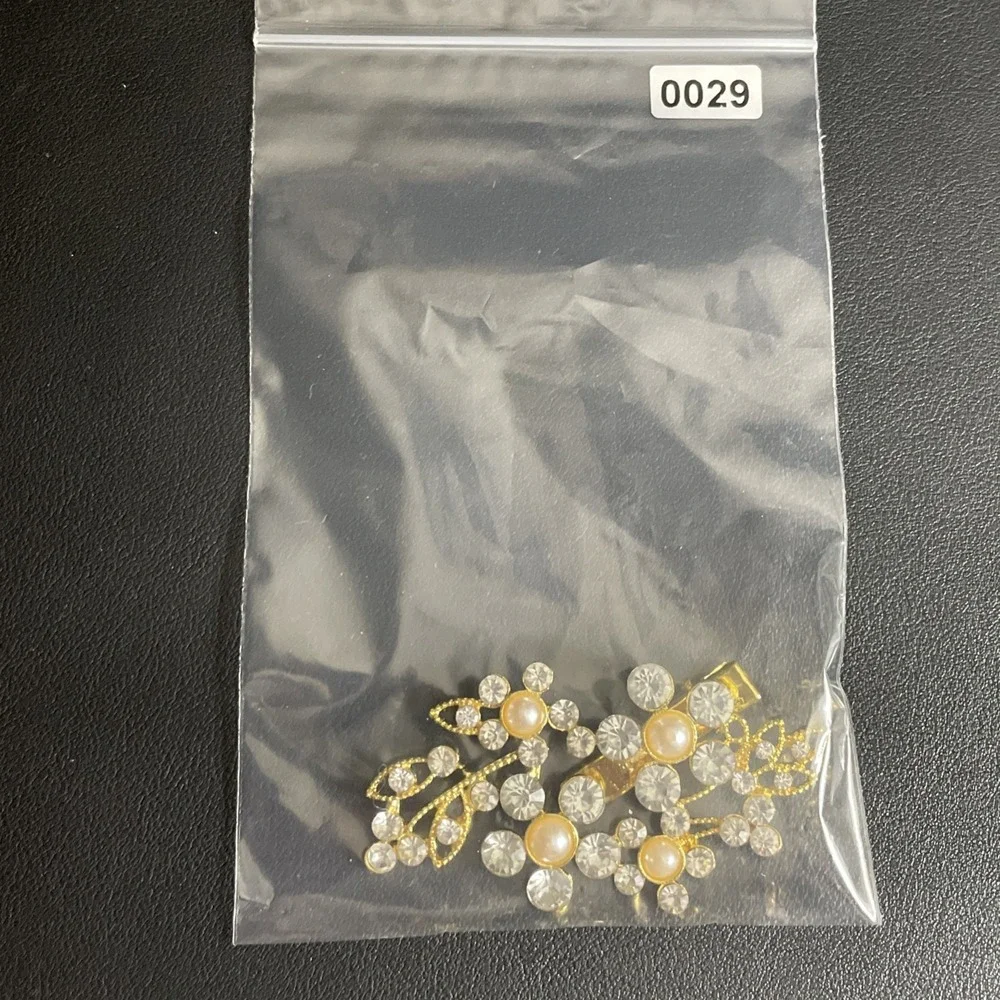 Rhinestone Floral Clip Gold Tone for Hair Dress‎ Scarf Flower Faux Pearl